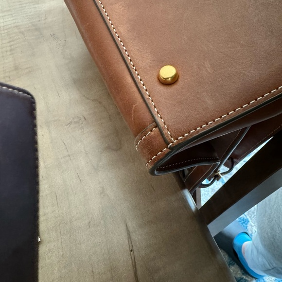 Tory Burch Walker Basket Weave Satchel 14.5” x 10.5” - Picture 5 of 10